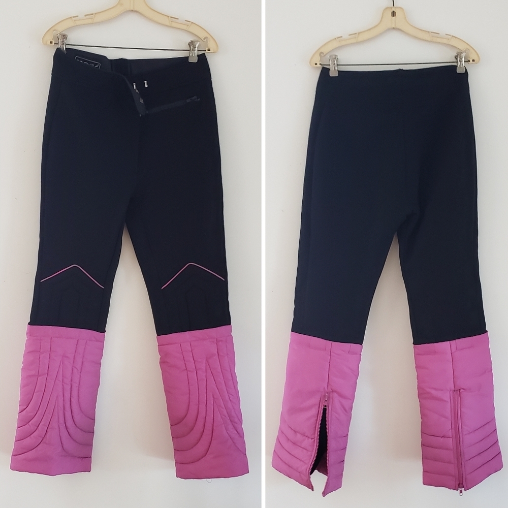 Profile Ladies Black Lavender Pink Skiing, Leg Gator Pant, Size 14 VTG/10?